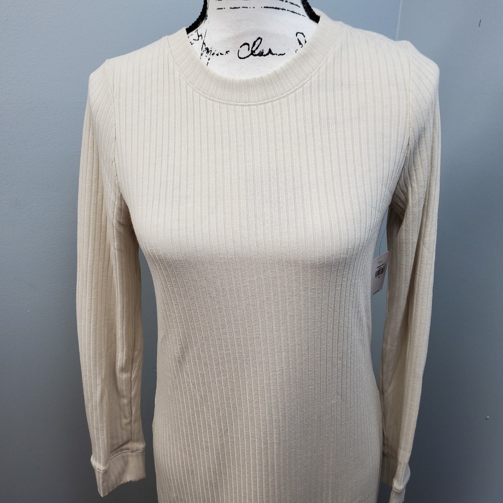 Old Navy Maxi Dress Womens XS Tan Fitted Rib Knit‎ Stretch Slim Fit Long Sleeve - Picture 3 of 7